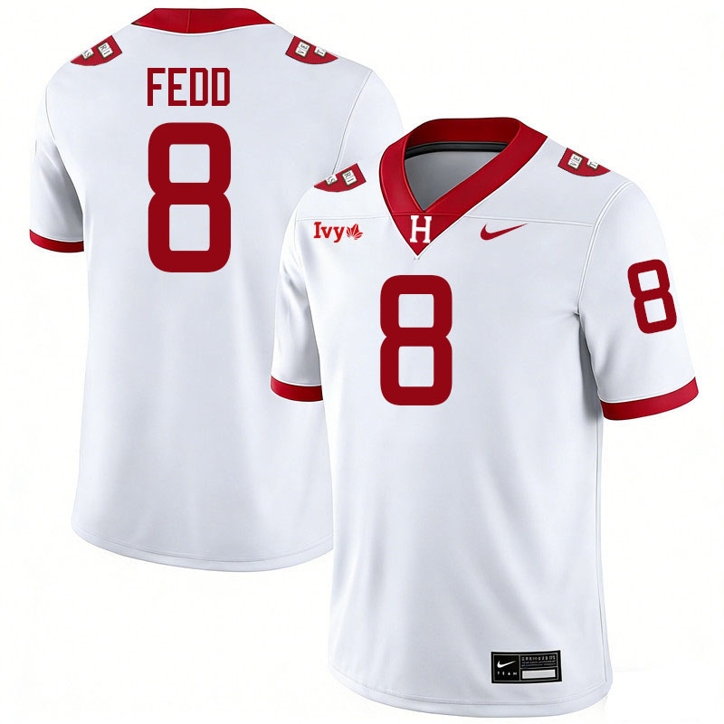 Harvard Crimson #8 Josh Fedd College Football Jerseys,Uniforms Stitched-White
